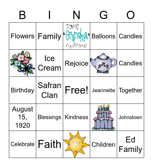 Happy Birthday Bingo Card