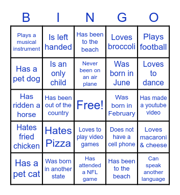 Ice Breaker Bingo Card