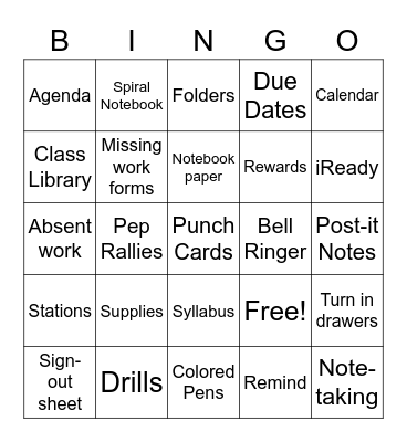 Ms. Spencer's Procedures BINGO Card