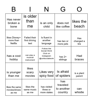 People Bingo Card