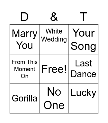 Danielle and Taylor Bingo Card