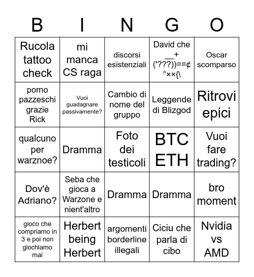 Rucola WhatsApp Bingo Card