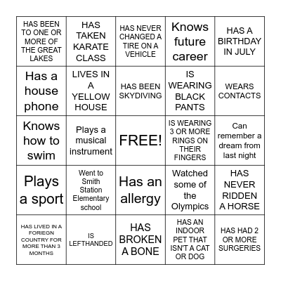 HUMAN BINGO Card