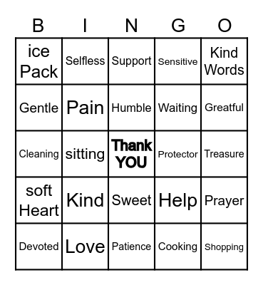 Thank You Bingo Card