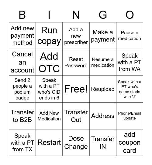 PillPack Bingo Card