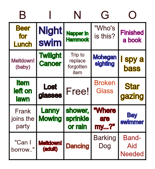 LAKE GEORGE BINGO Card