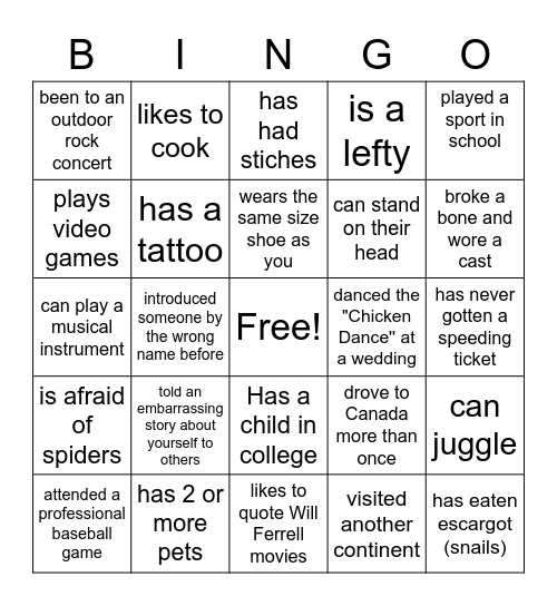 FIND SOMEONE WHO... Bingo Card