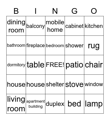 HOME Bingo Card