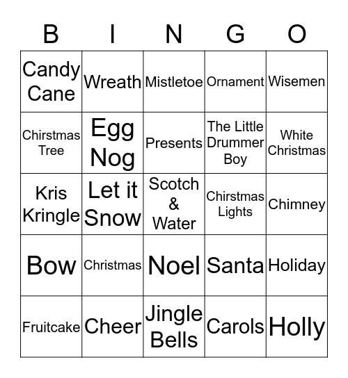 Support Staff Party Bingo Card