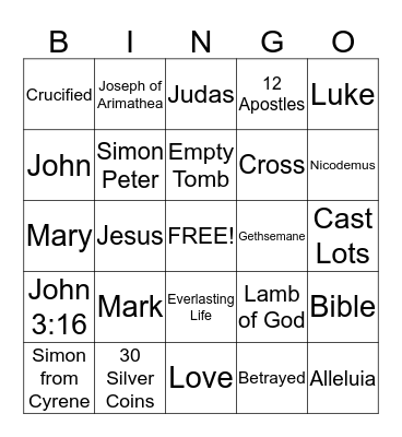 He is Risen!! Bingo Card