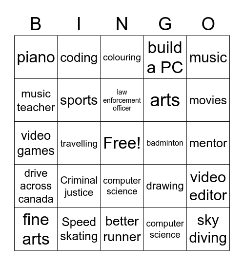 Let's get to know each other! :) Bingo Card