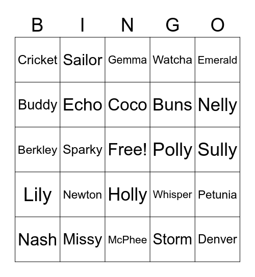 Pony Bingo Card