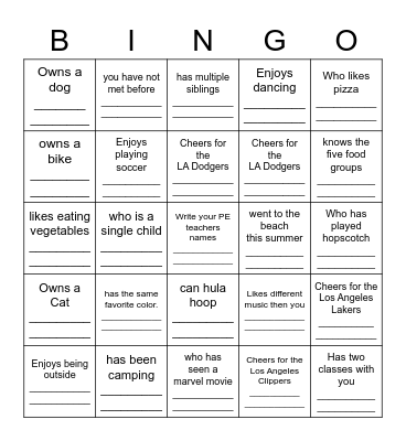 Find someone who..... Bingo Card