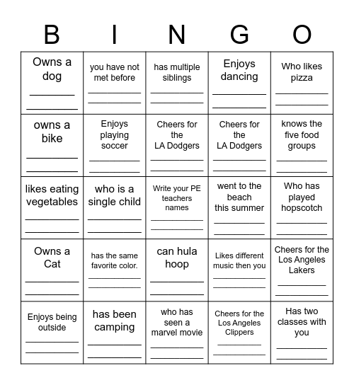 Find someone who..... Bingo Card