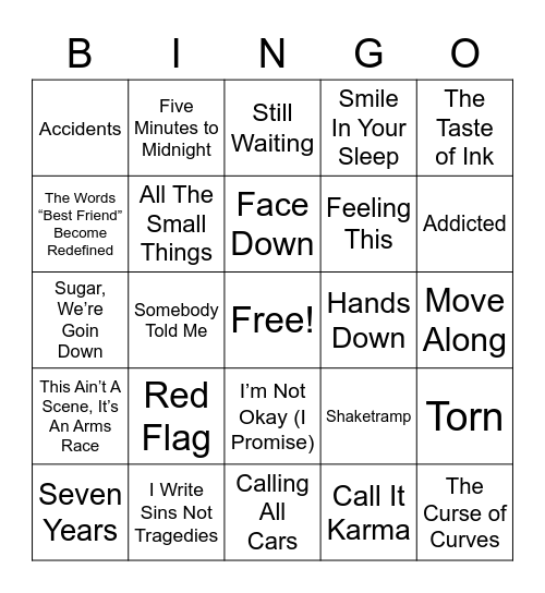 x_x EMO NIGHT x_x Bingo Card