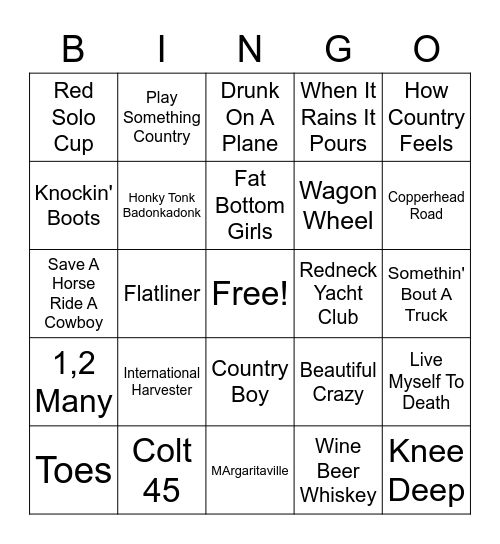 Country Hoedown Bingo Card