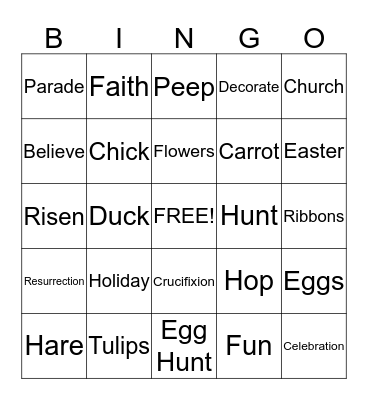 E A S T E R  B I N G O Bingo Card