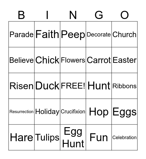 E A S T E R  B I N G O Bingo Card