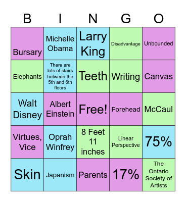 First Gen Event Bingo Card
