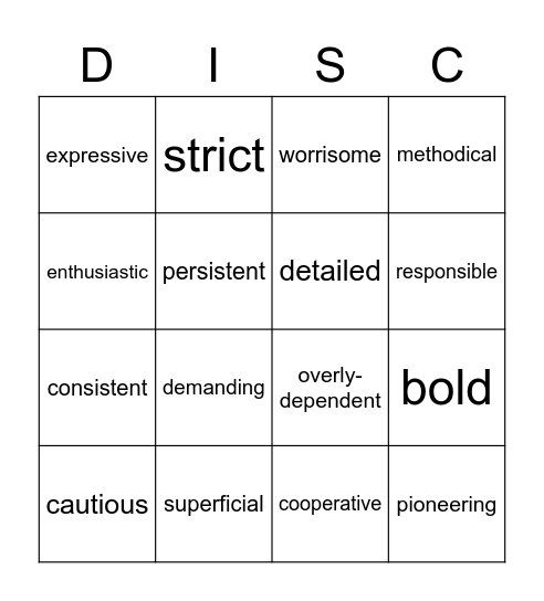 Diversity DISC Bingo Card