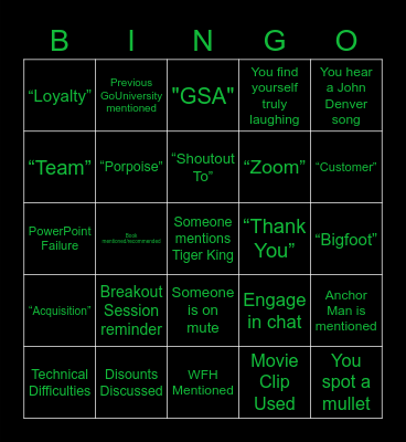 GoEngineer Purpose Bingo Card