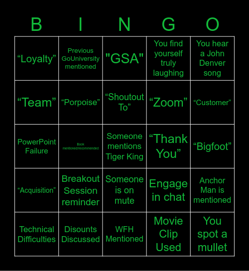 GoEngineer Purpose Bingo Card