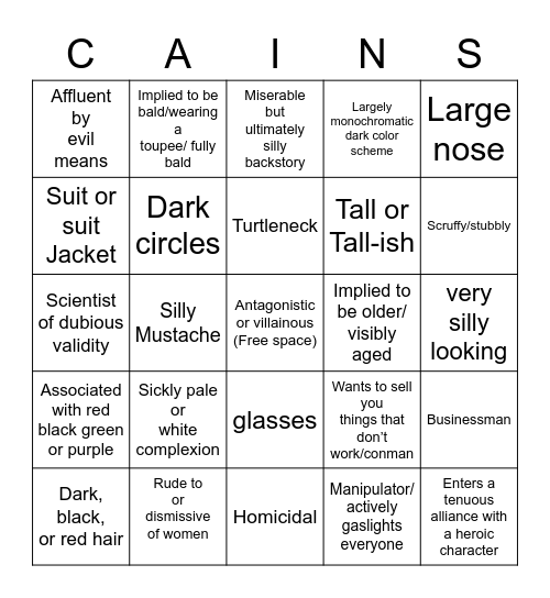 C.A.I.N. Bingo Card