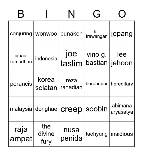 punya ciya😡 Bingo Card