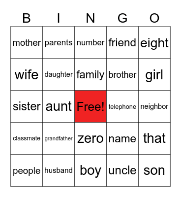 Unit4-5字彙萬花筒 Bingo Card