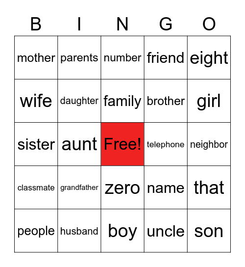 Unit4-5字彙萬花筒 Bingo Card