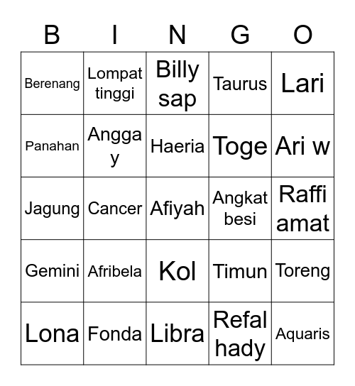 Untitled Bingo Card