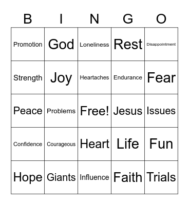 Young Adults - B Bingo Card