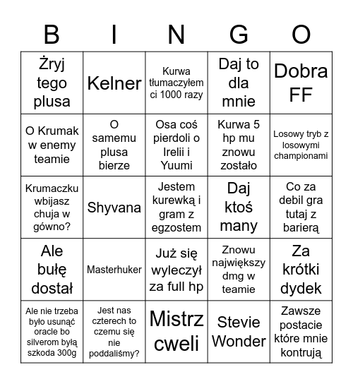 Ligolego Bingo Card