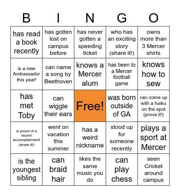 Find someone who.... Bingo Card