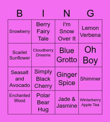 Scentology Bromsgrove Bingo Card