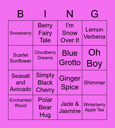 Scentology Bromsgrove Bingo Card