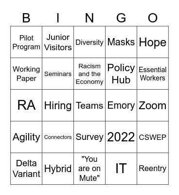 Weekly Check-In Fun Bingo Card