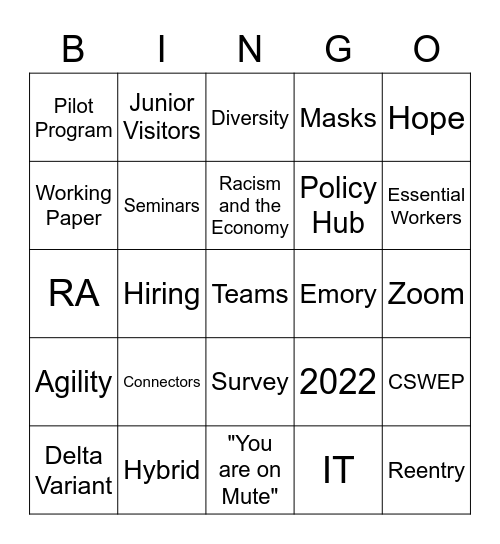 Weekly Check-In Fun Bingo Card