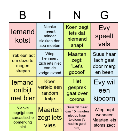 SKT Bergen Bing Bingo Card