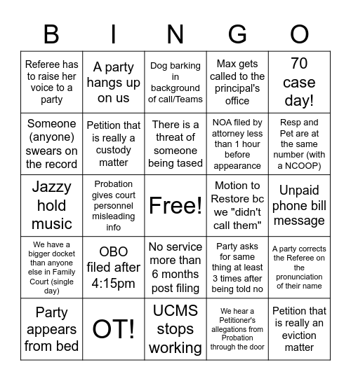 DV BINGO Card