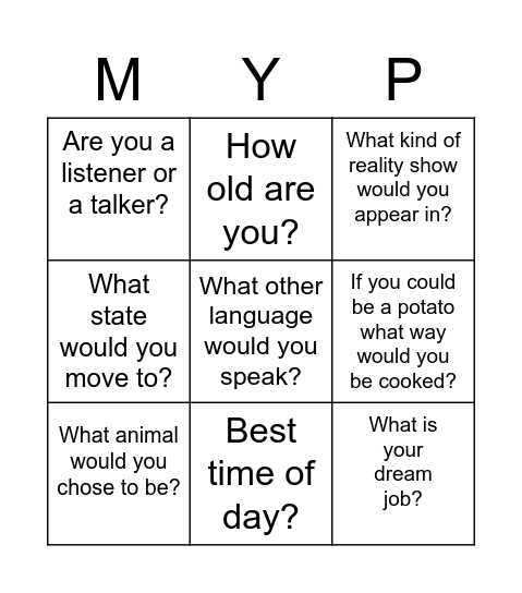 MYP Design Bingo Card