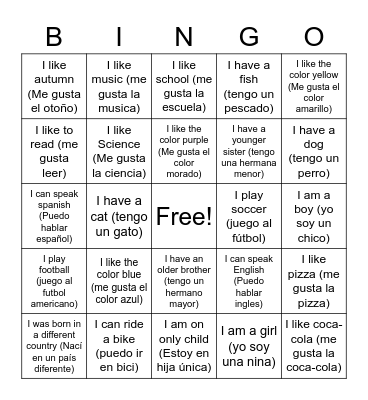 Get To Know Me Bingo Card