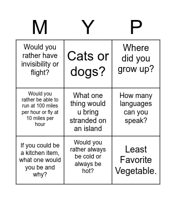 MYP Design Bingo Card