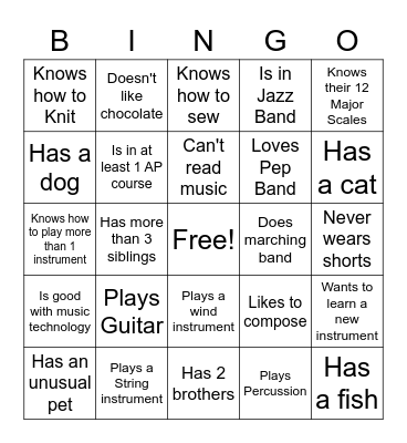 People BINGO! Bingo Card