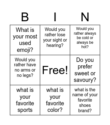 Ice Breaker Bingo Card