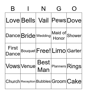 Bridal Shower Bingo Card