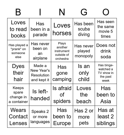 Find Someone Who Bingo Card