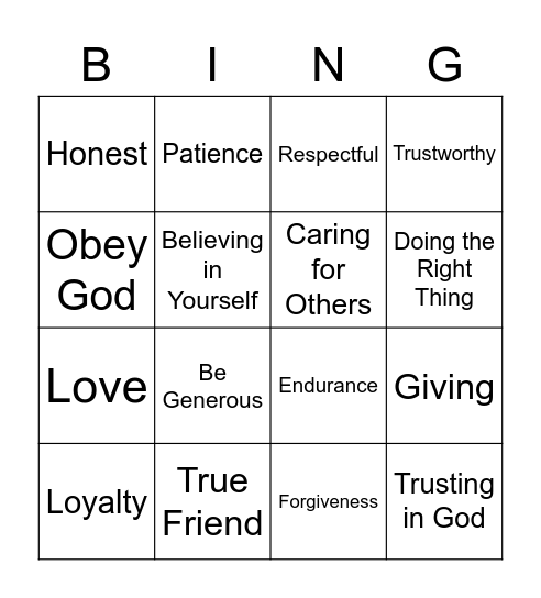 FAITHFULNESS Bingo Card