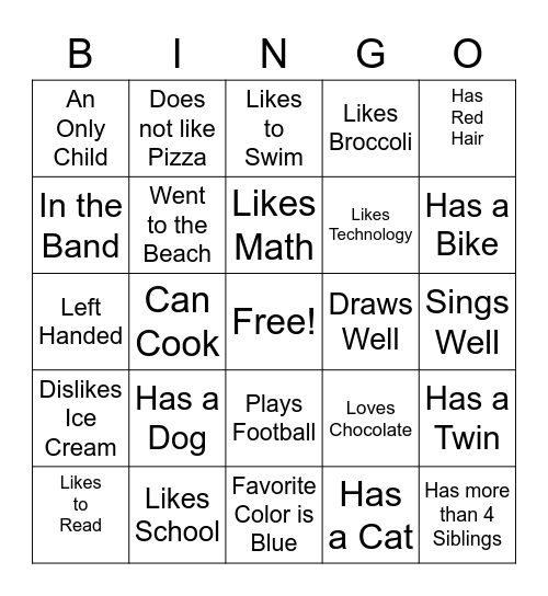 Character Education Bingo Card