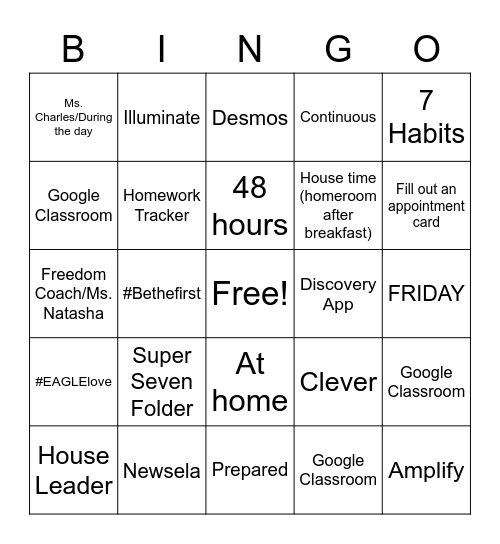 Syllabus Bingo Card